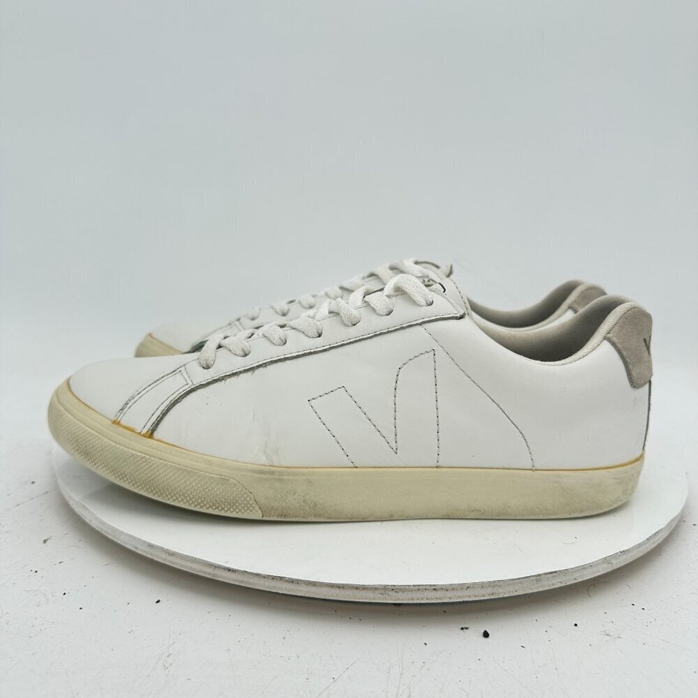 Veja Esplar Women Size 8 Extra White Leather V stitch Logo Lace Up Training Shoe - Picture 1 of 11